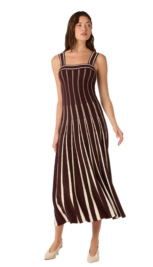 Marlen Tank Midi Dress- Brown/Cream