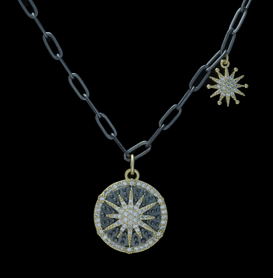 Starburst Pendant on Paperclip Chain Necklace