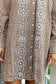 Embroidered Shirt Dress- Brown/White