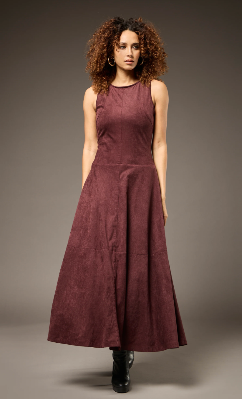 Aster Suede Dress- Burgundy