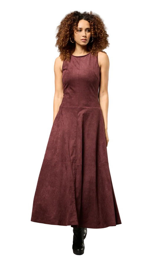 Aster Suede Dress- Burgundy