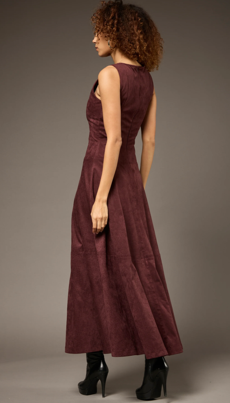 Aster Suede Dress- Burgundy