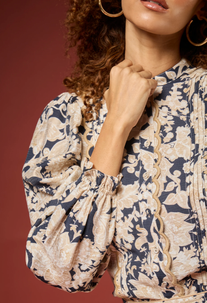 Lulu Long Sleeve Top- Navy