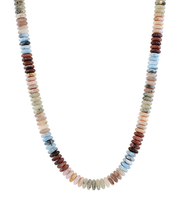 Wide Disk Marble Bead Necklace