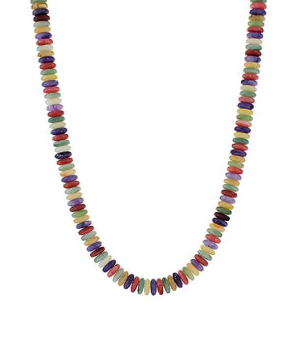 Wide Disk Marble Bead Necklace