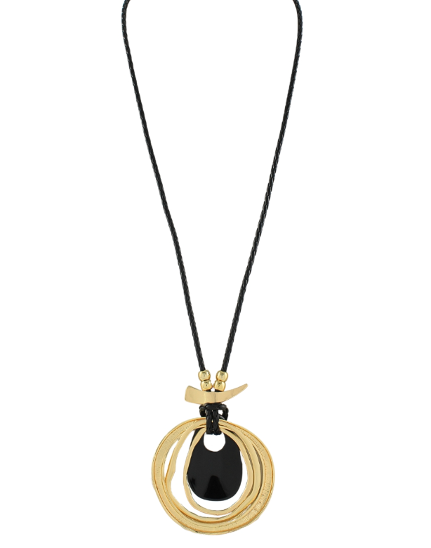 Geometric Ring w/ Stone Long Necklace