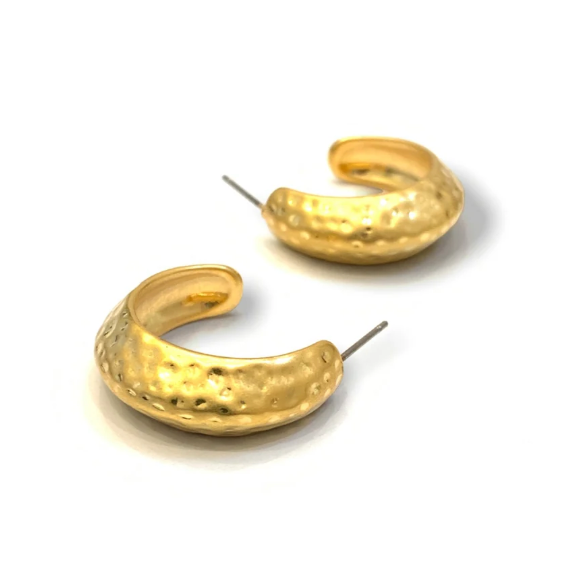 Simone hammered hoop earrings- Gold