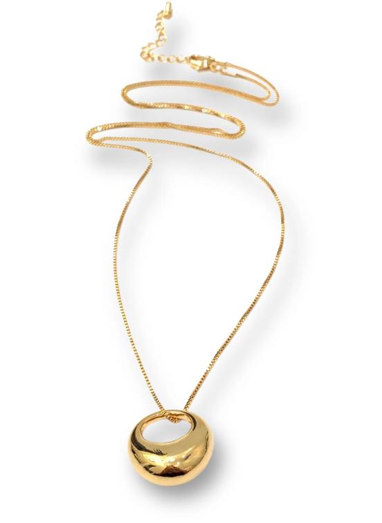 Chloe organic shape mid length necklace- Gold