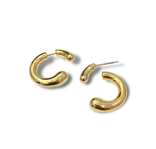 Elle front back hoop earrings- Gold