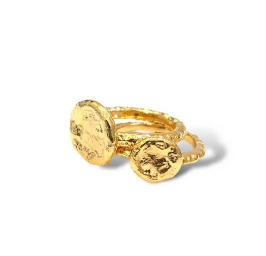 Riley Disc Ring Set of 2- Gold