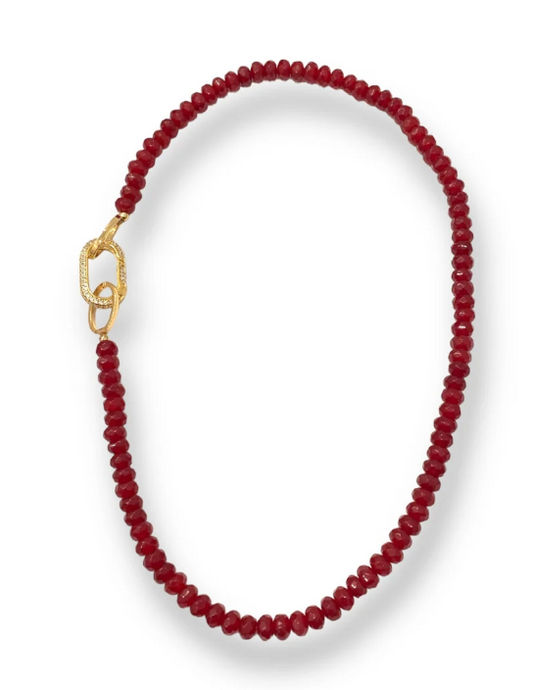 Olympia semi precious short necklace with clasp- Ruby