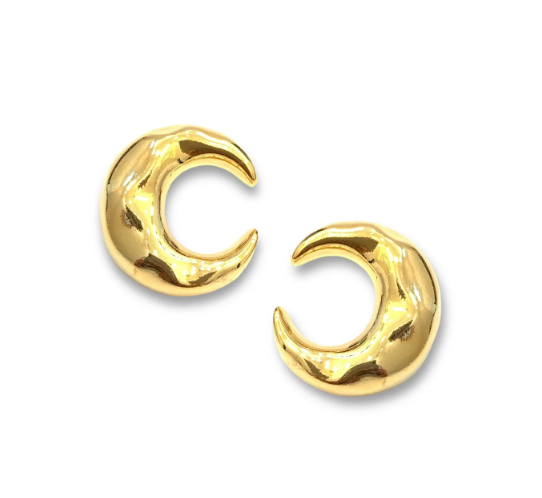 Selene crescent moon stud earrings- Gold