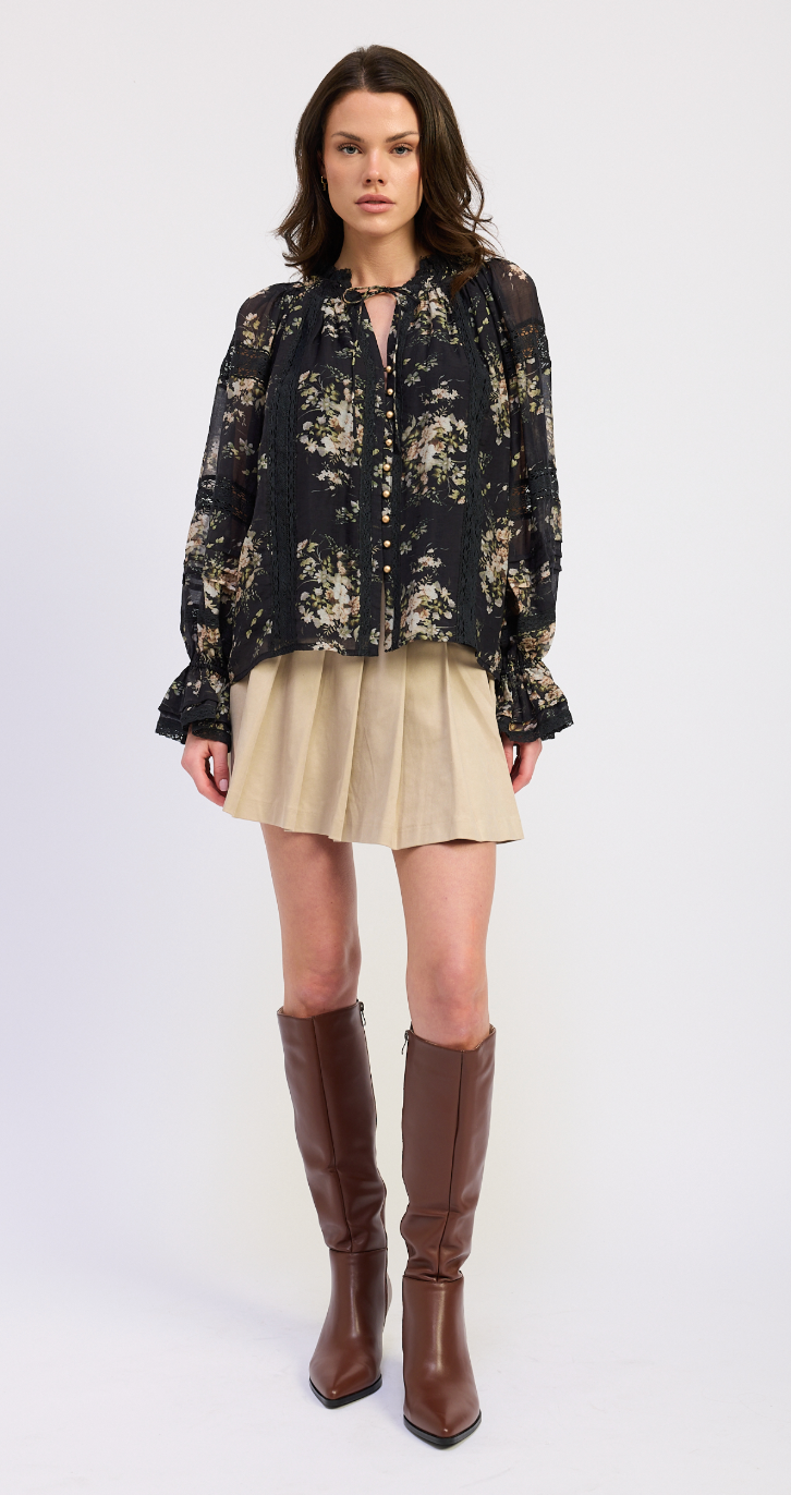 Sutton Top- Navy Floral
