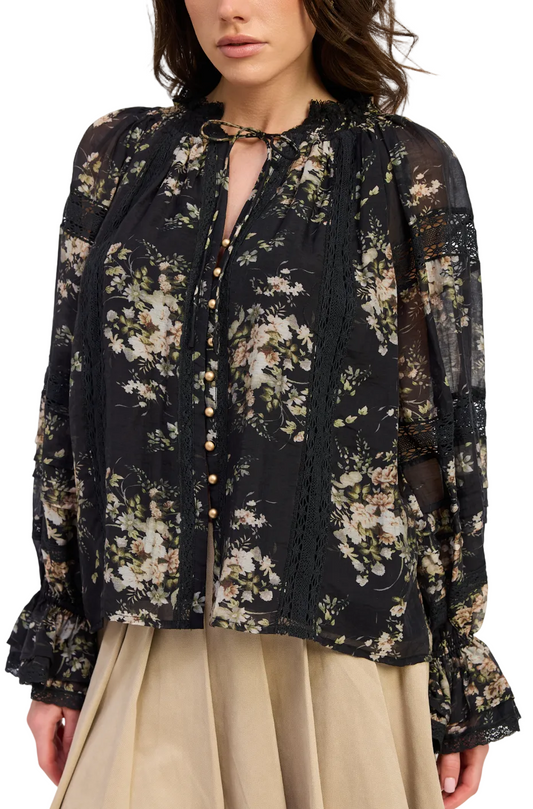 Sutton Top- Navy Floral