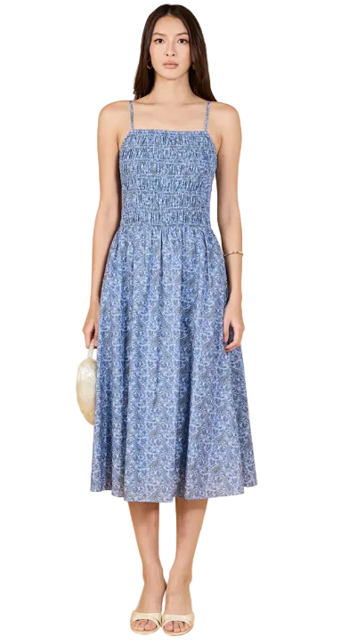 Paisley Smocked Midi Dress