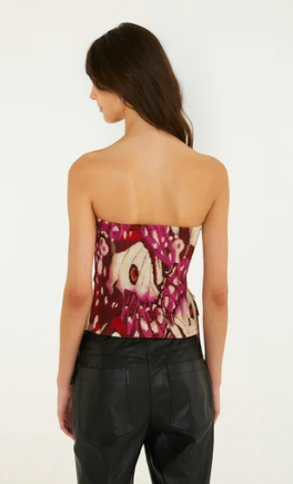 Borbofly Geometric Strapless Top- Red