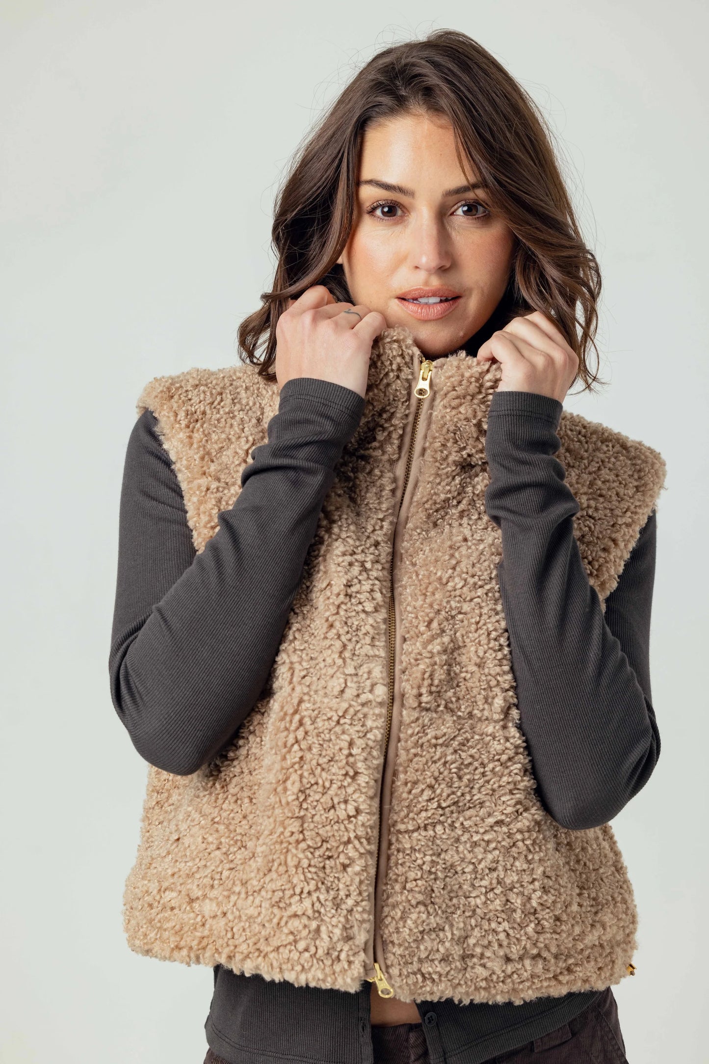 Sherpa Cecily Vest- Latte