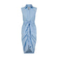 Sleeveless Wrap Front Dress- Blue