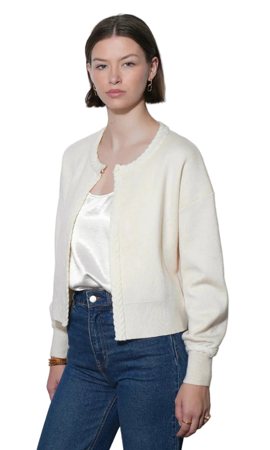 Teagan Braid Detail Cardigan- Cream