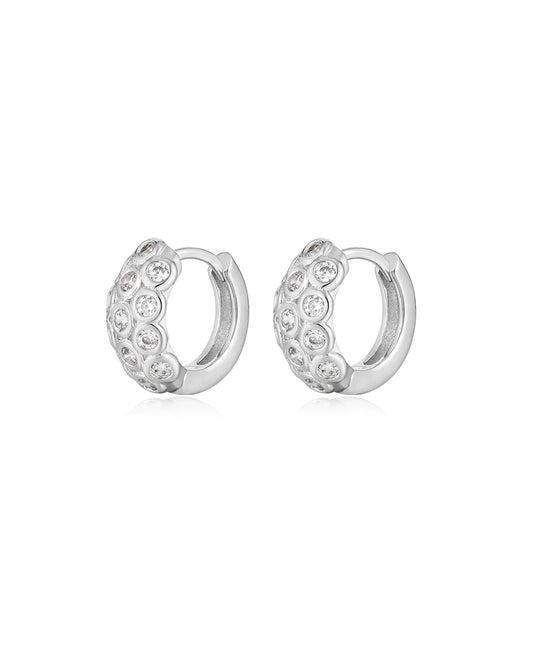 The Sienna Stone Hoops- Silver