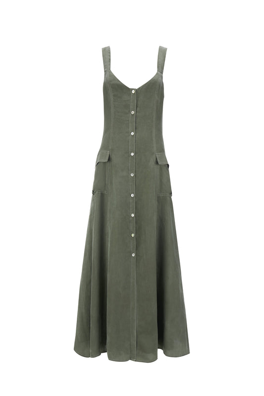 Marla Midi Dress- Evergreen