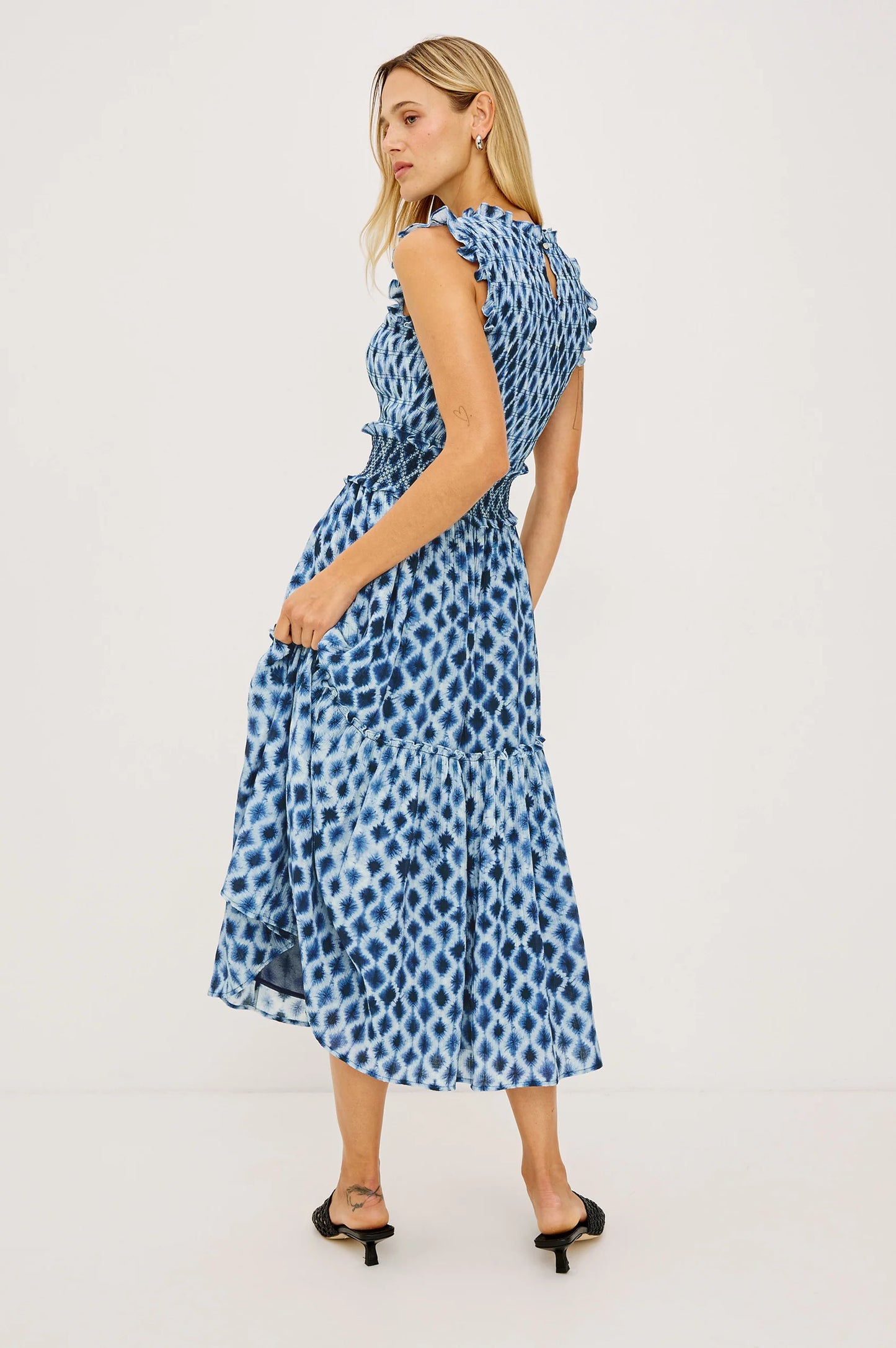Vivier Midi Smocked Dress- Sapphire