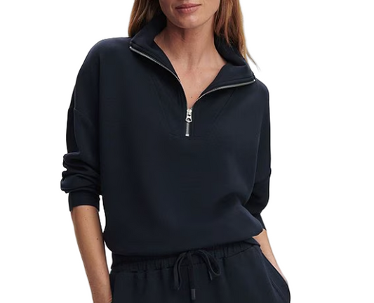 Varley Hawley Half Zip Sweatshirt Black front view