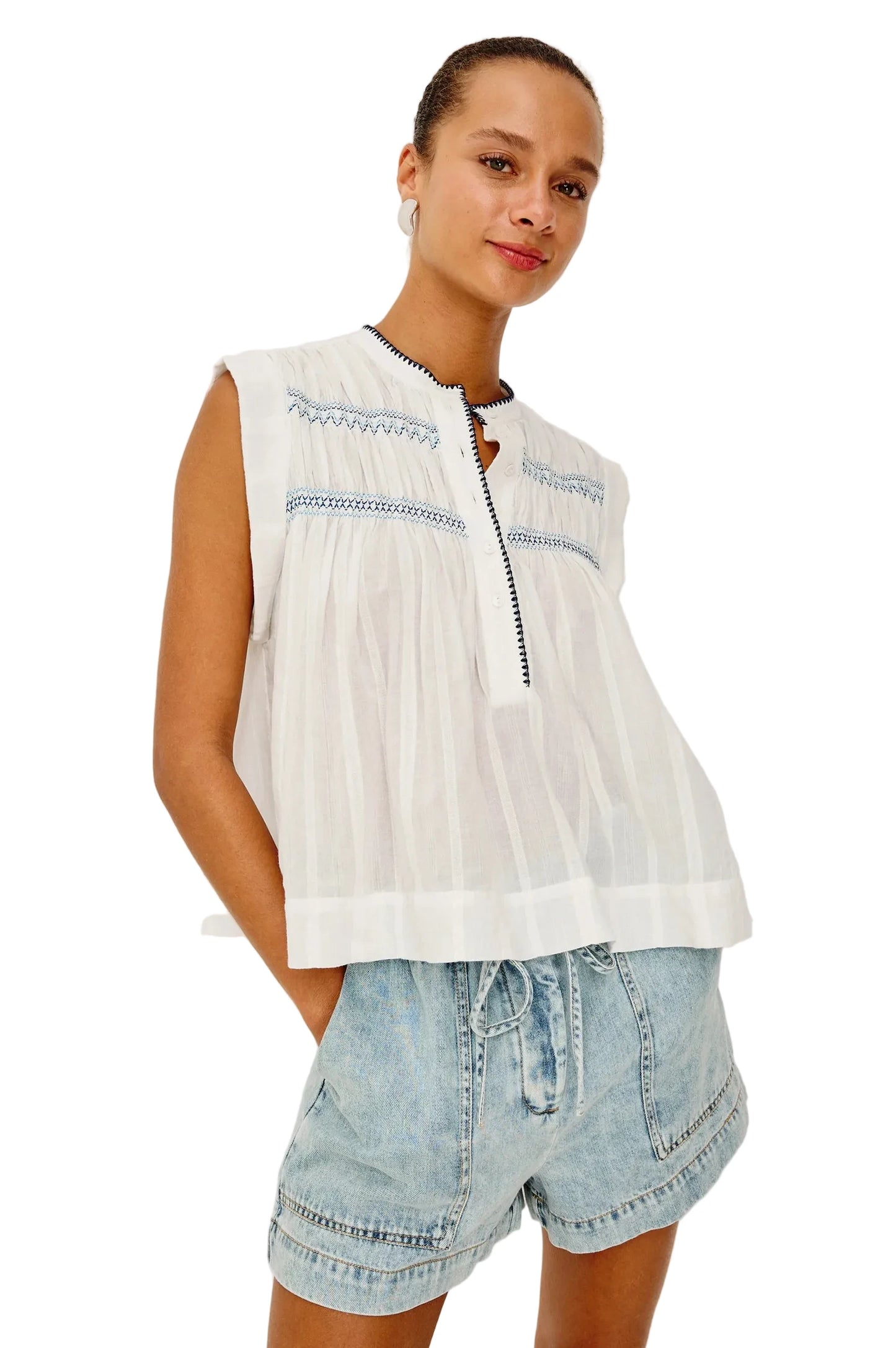 Willow Pleated Top- White