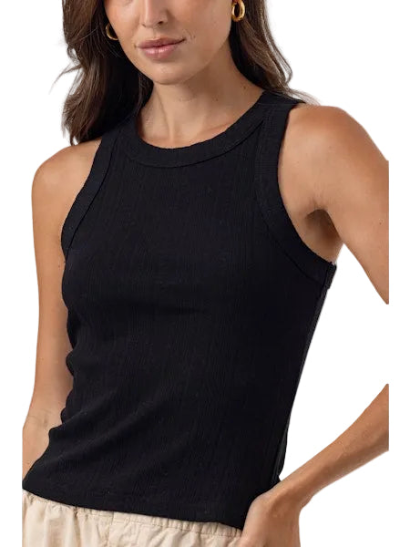 Pointelle Turner Tank- Black