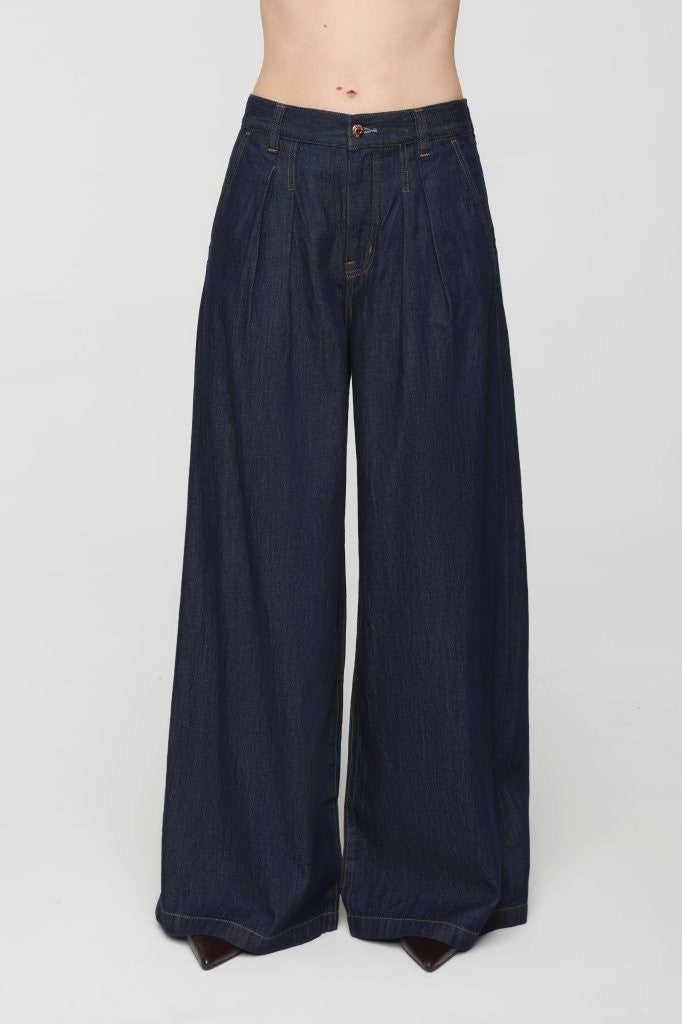 Delphine Pleated Wide Leg Jean- Force