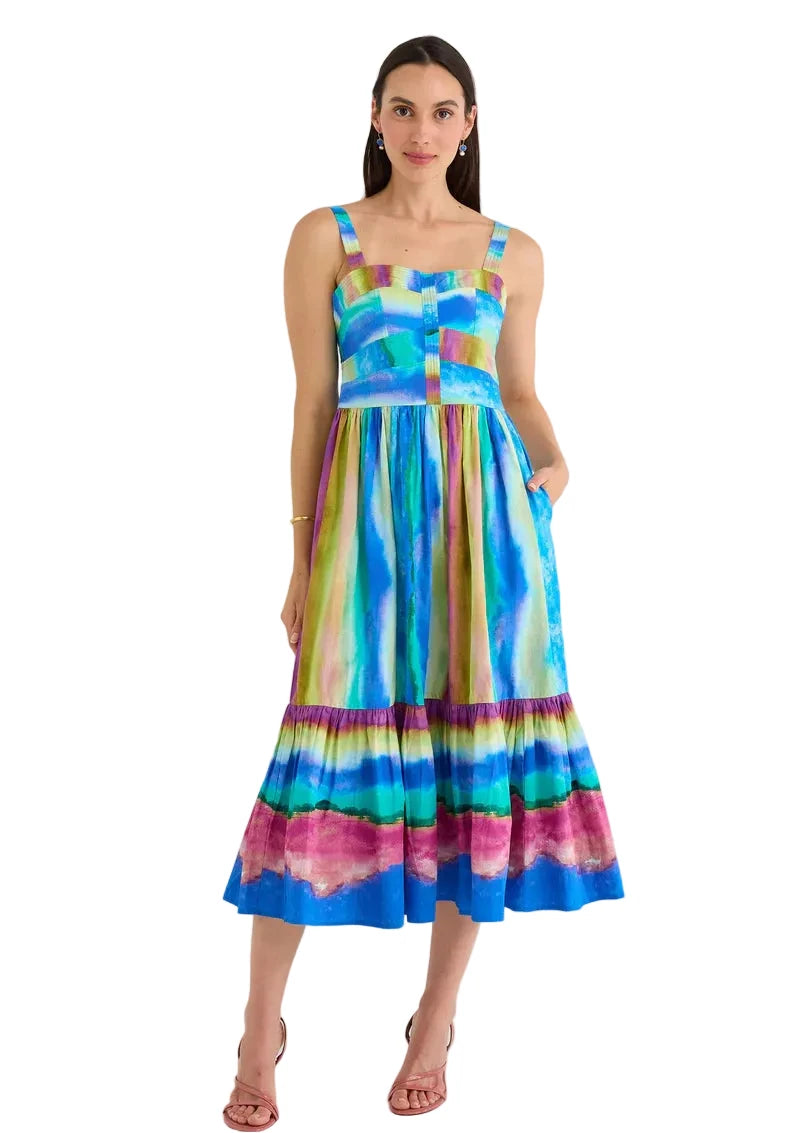 Gianna Printed Midi Dress- Sunset Stripe