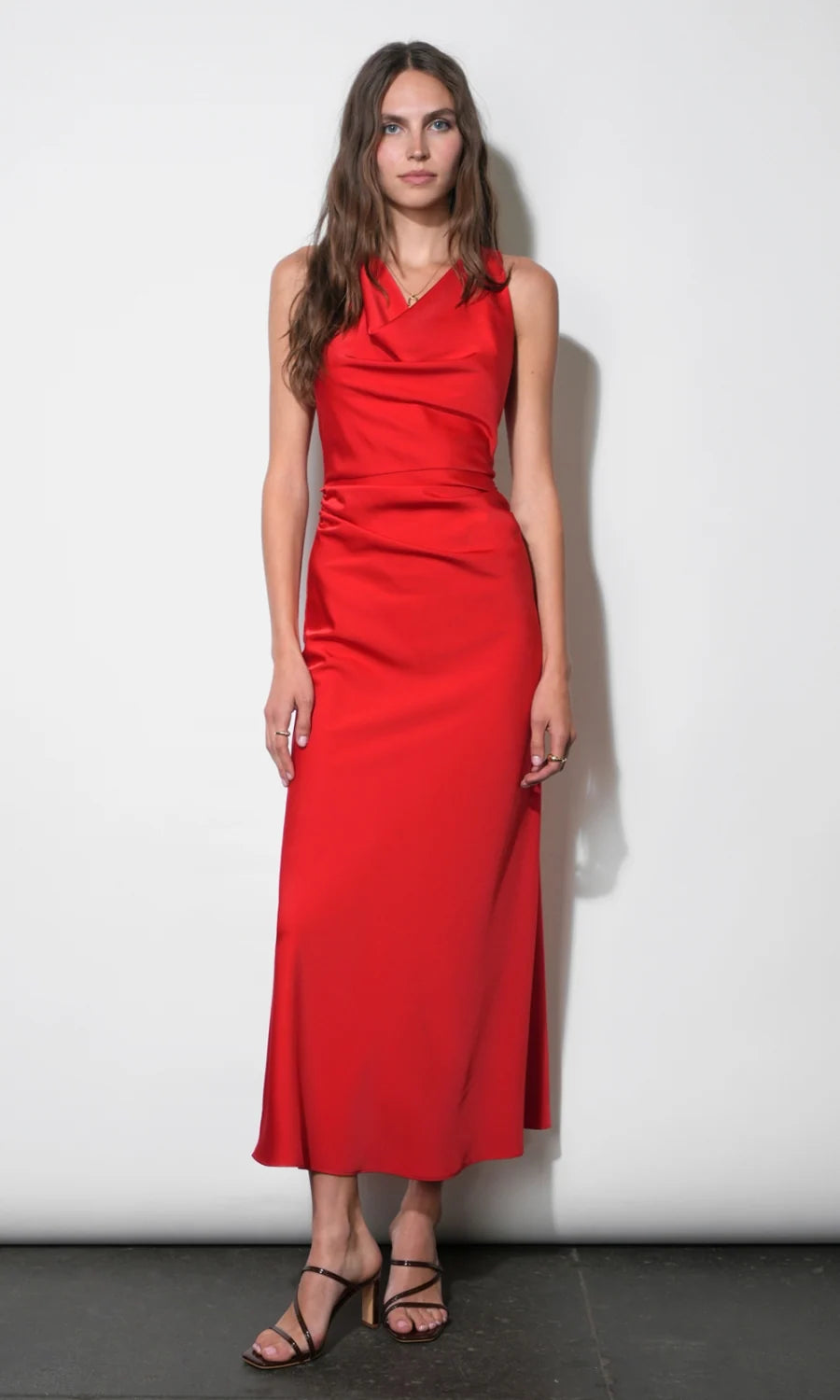 Yasmine Silky Maxi Dress- Red