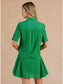 Short Sleeve Button Down Dress- Green