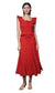 Sadue Godet Midi Skirt-Red