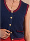 Scoop Neck Sweater Vest- Navy/red