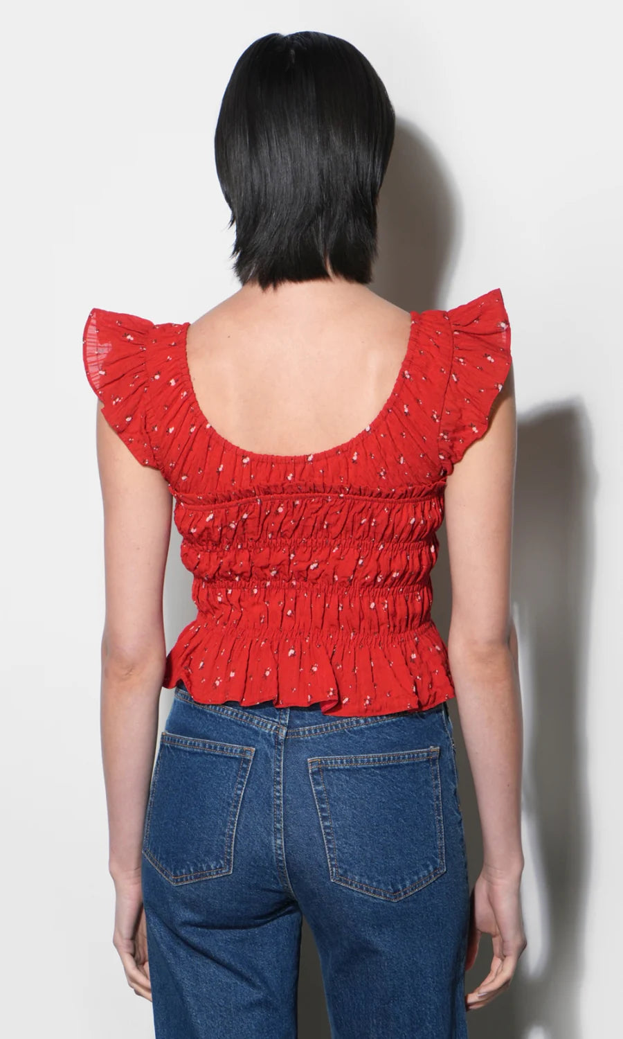Sadie Smocked Top-Red