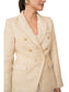 Women’s gold tweed blazer side view and texture detail