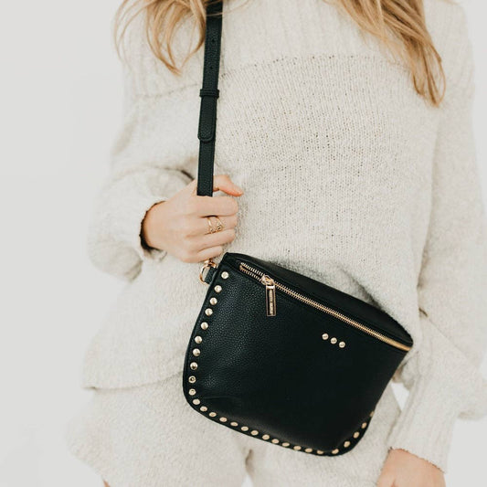 Pebble Sabrina Studded Bum Bag: Black