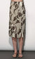 Iris Draped Midi Skirt- Ecru/Brown