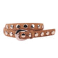 Suede Belt with Wide Studs- Camel