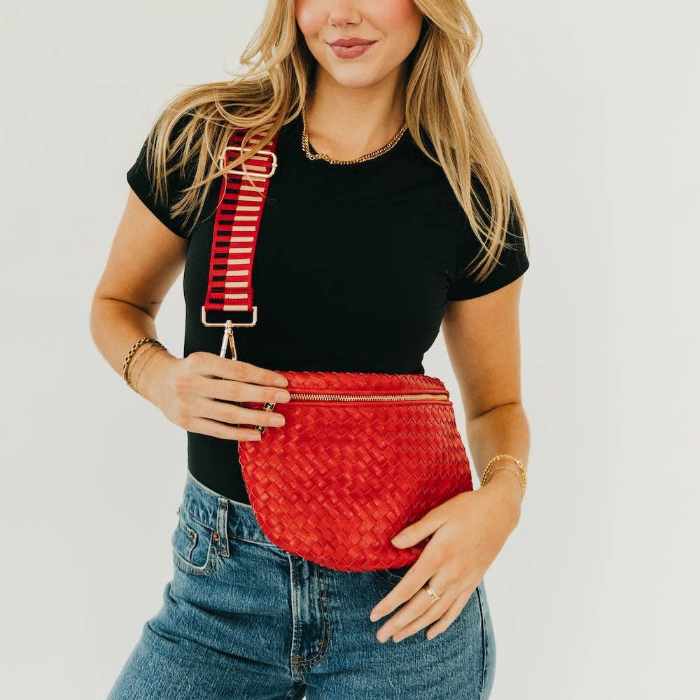 Westlyn Woven Bum Bag - Woven Checkered Orange