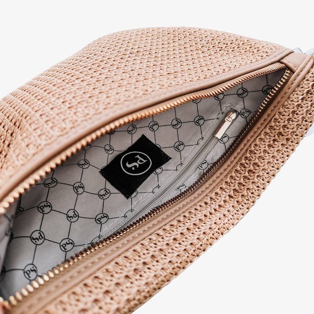 Rachel Raffia Westlyn Bum Bag: Cream