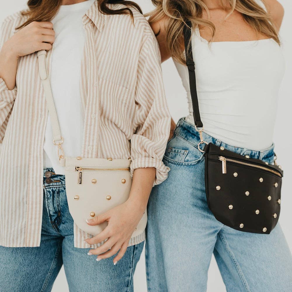 Gold Studded Westlyn Bum Bag: Chocolate