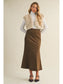 Fluted Gore Hem Skirt- Dark Oak