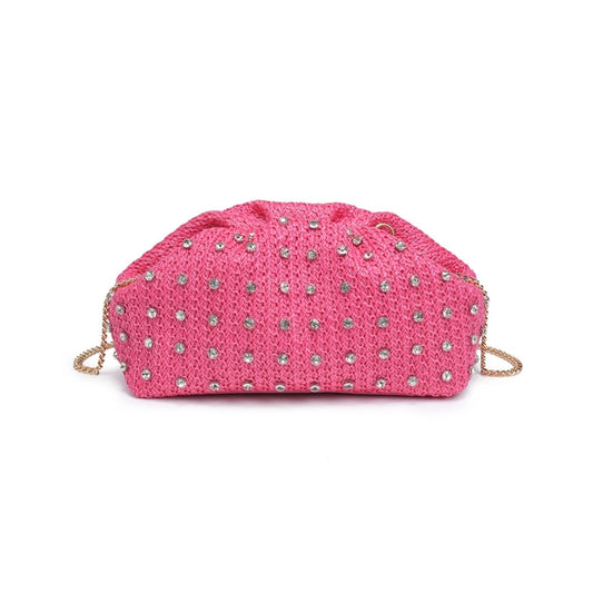 Mika Crystal Studded Clutch- Fuchsia