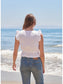 Ruffle Drawstring Waist Top- Optic White