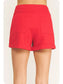 Button Front Ponte Short- Red