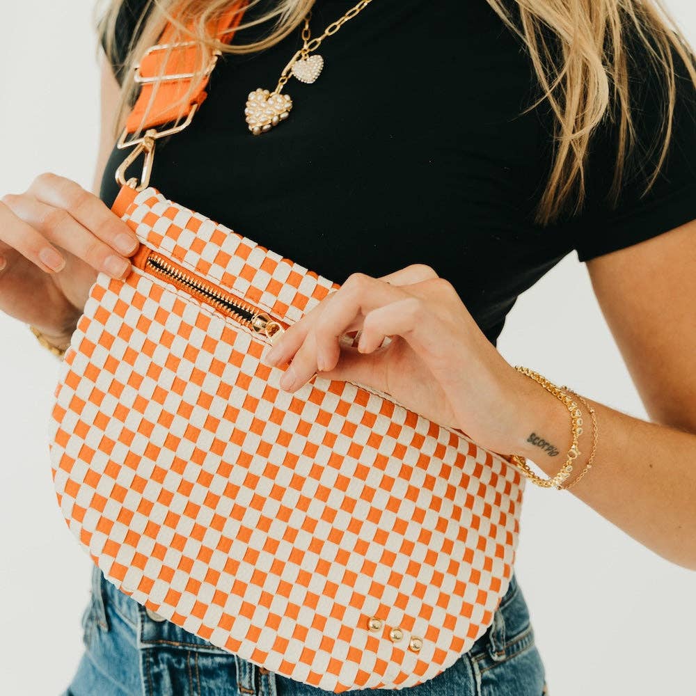Westlyn Woven Bum Bag - Woven Checkered Orange