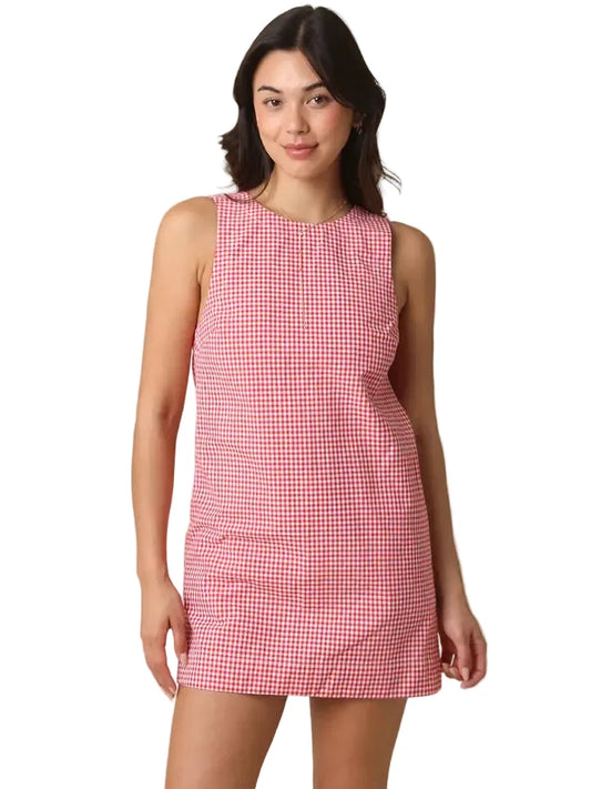 Gingham Shift Dress- Red/White