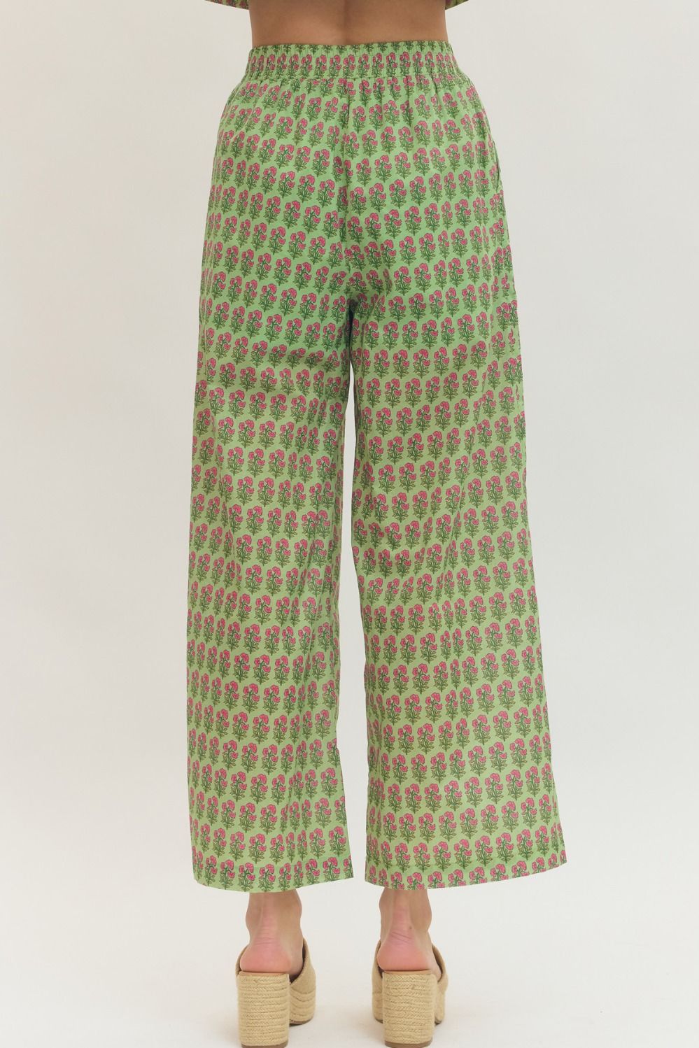 Botanical Print Pant- Green